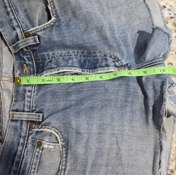 Vintage Rifle Distressed Cut Off Denim Medium Wash Blue Jean Button Fly Shorts - Picture 10 of 10